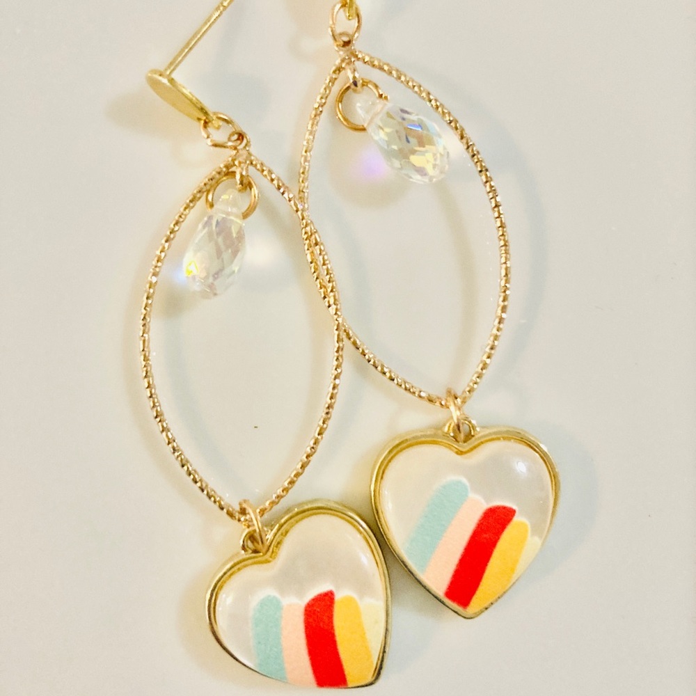 Rainbow heart modern cute Earrings